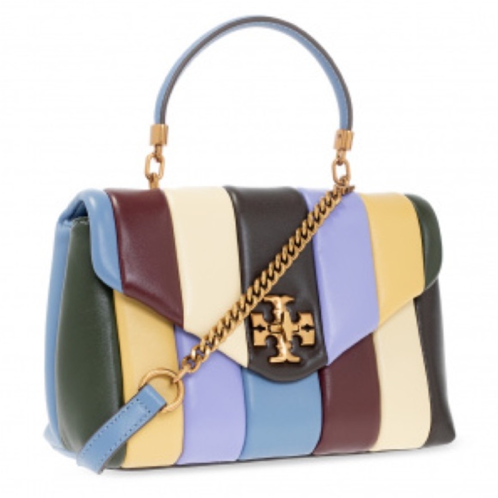 TORY BURCH KIRA SMALL PATCHWORK SATCHEL SHOULDER BAG MULTICOLORED BAG DUST BAG